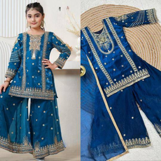 Trending New Ramzan Eid Special Silk Blue Wholesale kids fashion market in Kolkata
